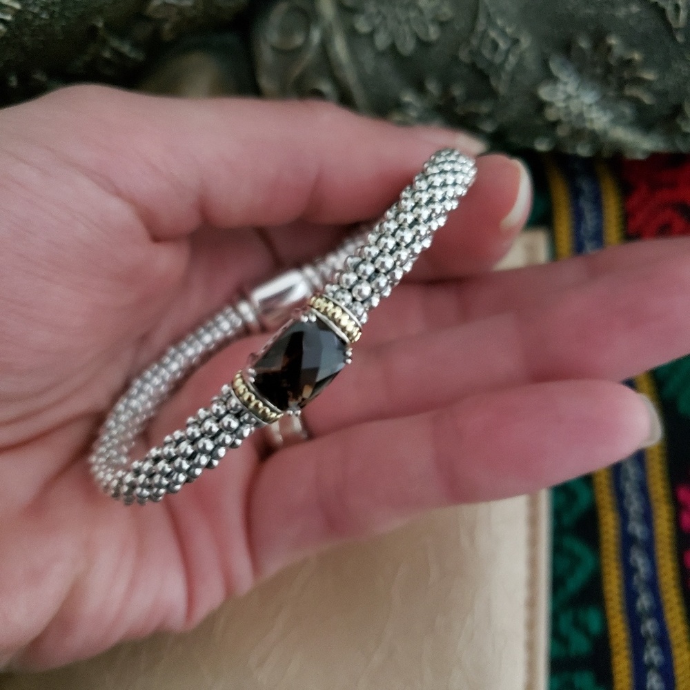 Lagos Caviar Bracelet 925 and 18k gold Smokey Quar